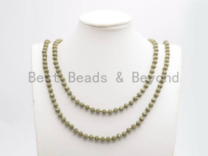 60 Extra Long Hand Knotted Crystal Necklace,Double Wrap Necklace, 5x8mm Rondelle Crystal Beads, SKU#D35