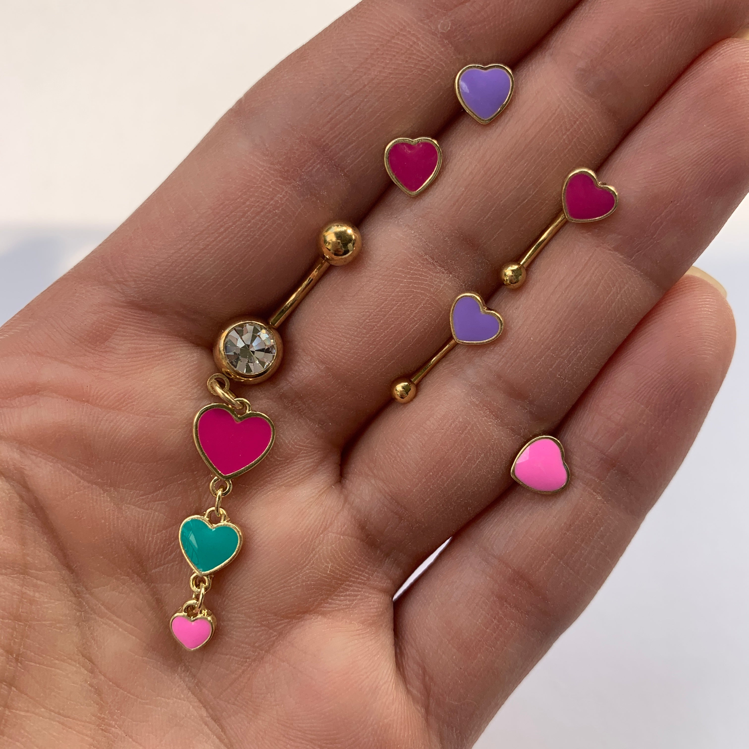 20G 5/16 Purple Heart Valentines Day Nose Bone