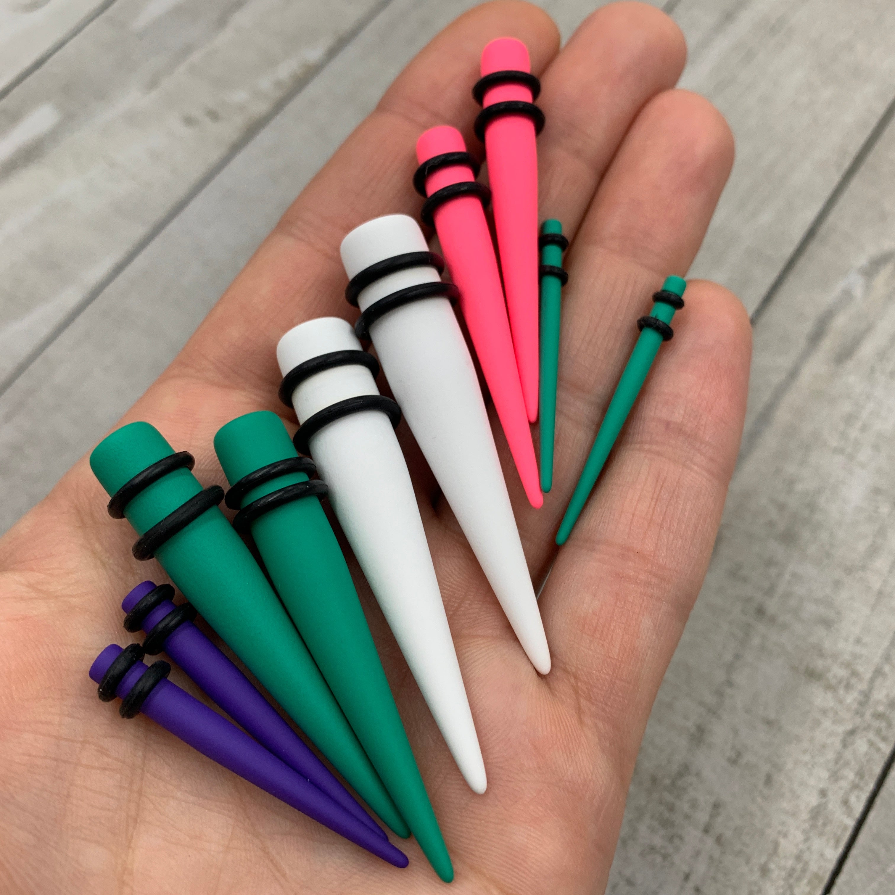 Grey Matte Acrylic Straight Taper Set 2G to 00G