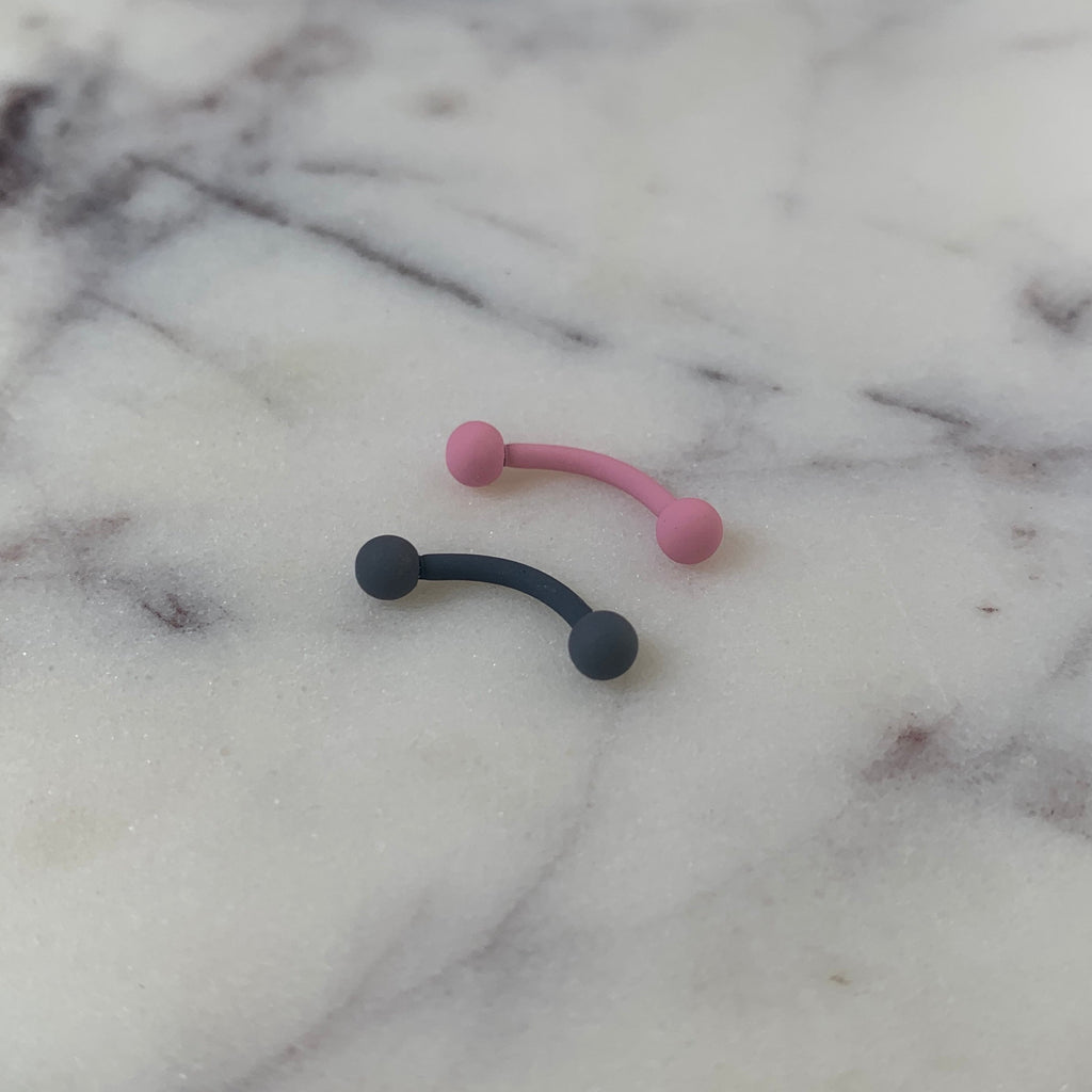 16G 5/16 Grey Acrylic Matte Curved Eyebrow Ring