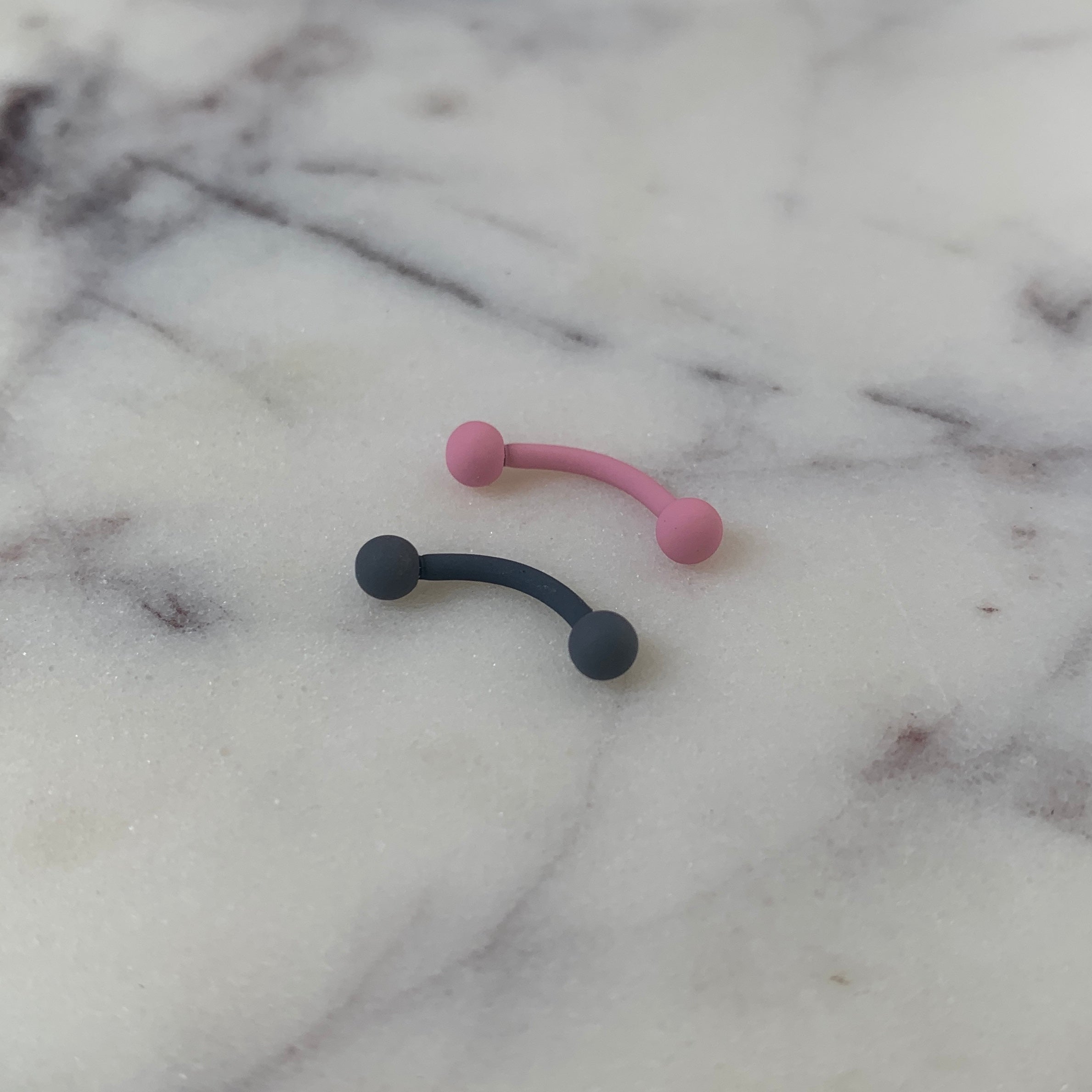 16G 5/16 Pink Acrylic Matte Curved Eyebrow Ring