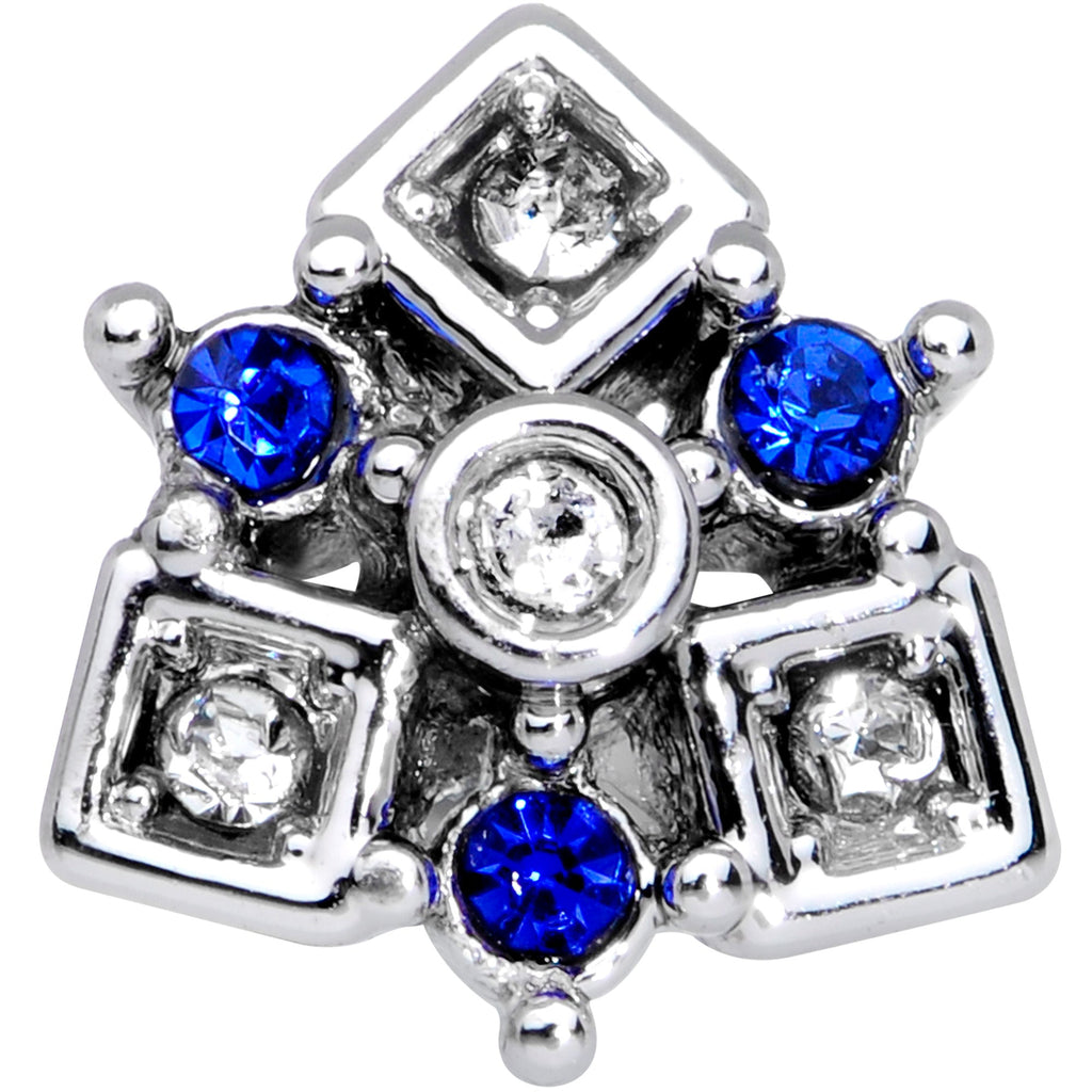 16G 1/4 Blue Gem Geometry Squares Circles Labret Monroe Tragus