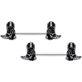 14G 9/16 Clear Gem Cowboy Boot Barbell Nipple Ring Set