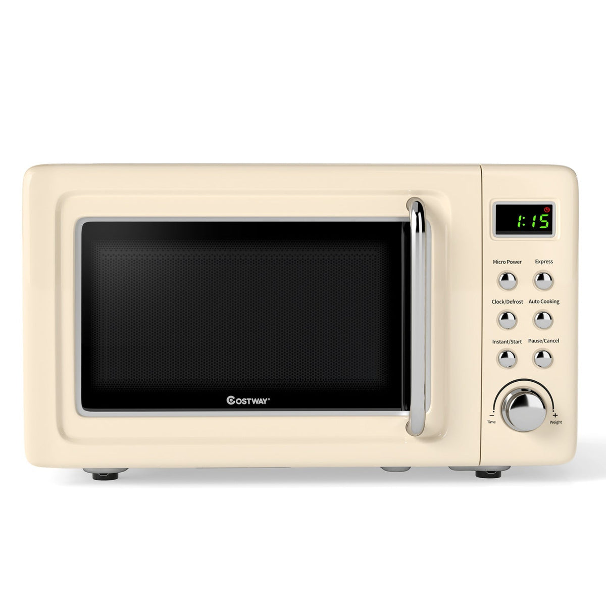 700W Retro Countertop Microwave Oven with 5 Micro Power and Auto Cooking Function