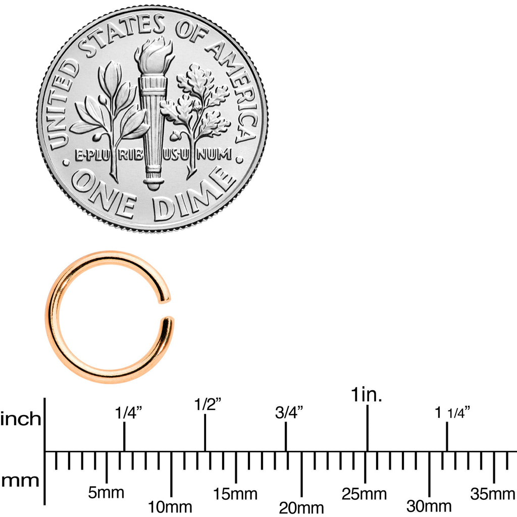 16G 5/16 Rose Gold Tone Seamless Cartilage Ring Set of 12