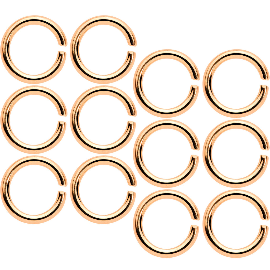 14G 5/16 Rose Gold Tone Anodized Seamless Cartilage Ring Set of 12