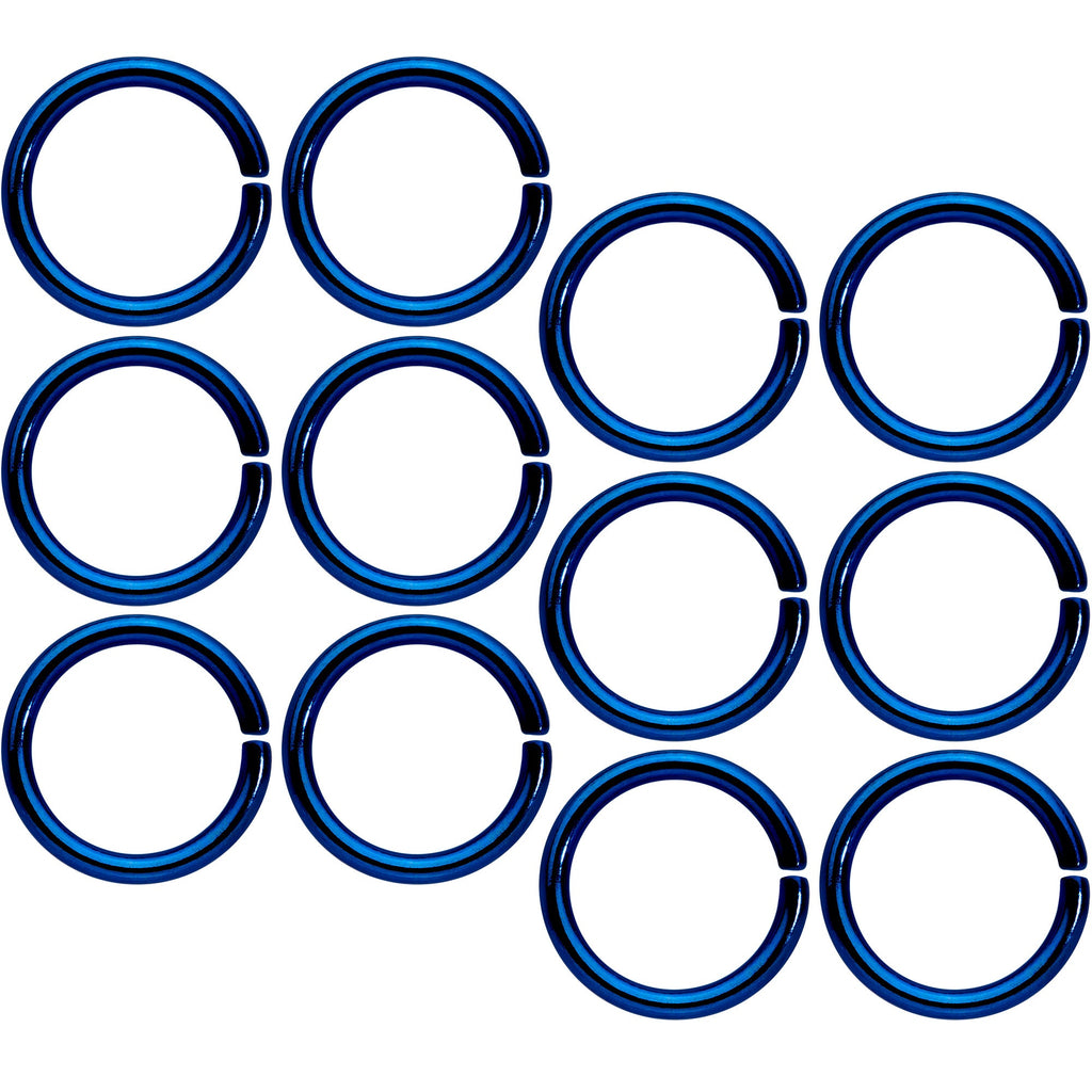 16G 5/16 Blue Anodized Seamless Cartilage Ring Set of 12