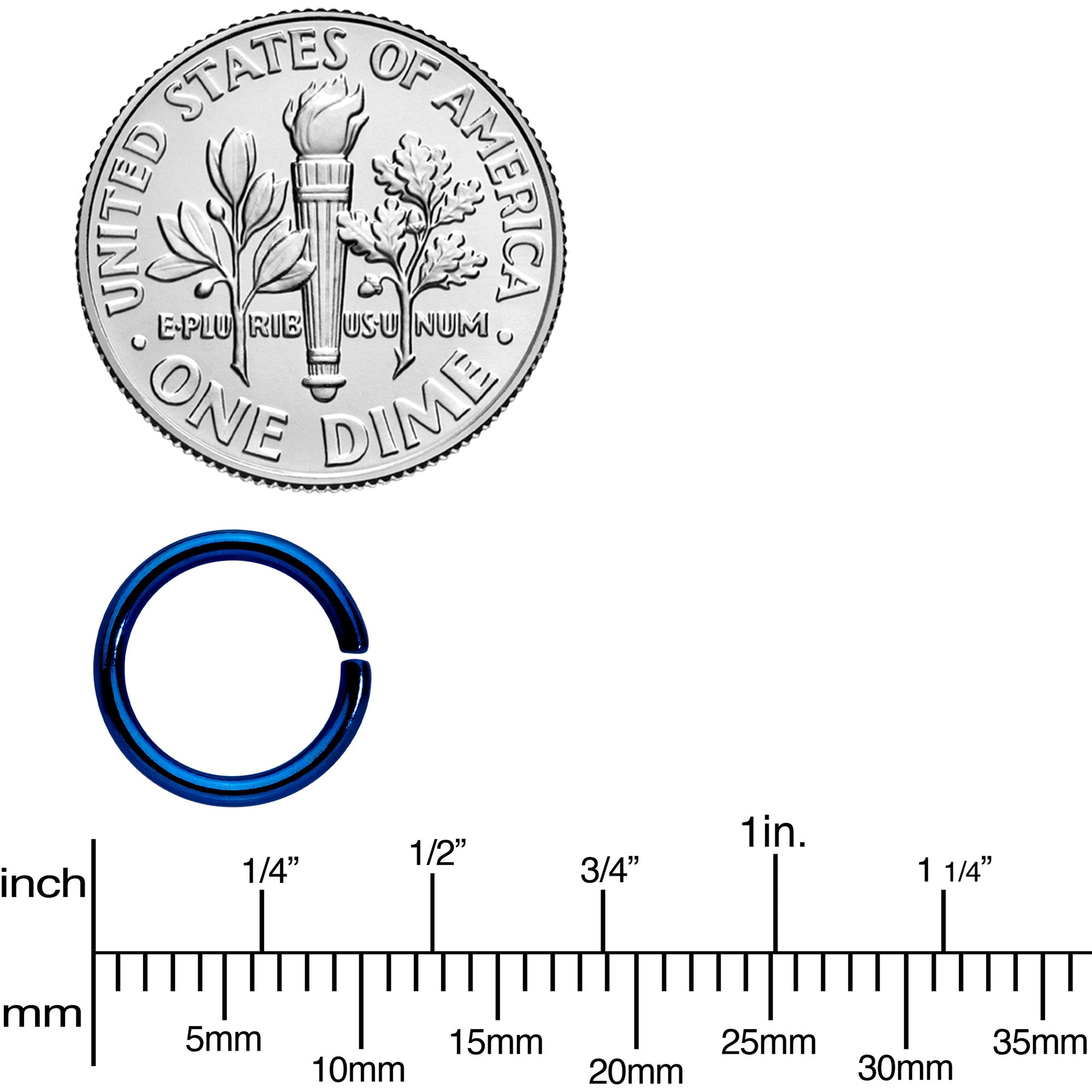 16G 5/16 Blue Anodized Seamless Cartilage Ring Set of 12