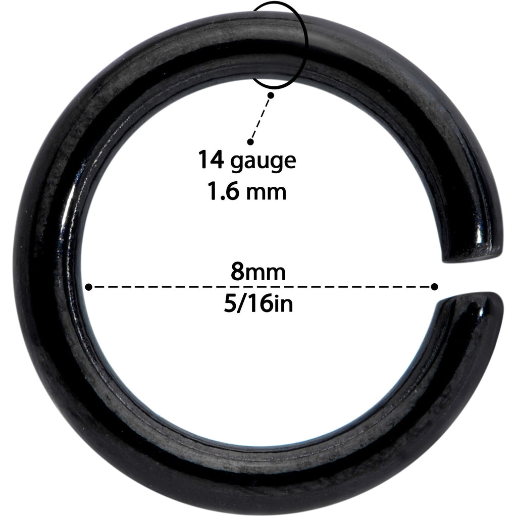 14G 5/16 Steel Black Gold Tone Seamless Cartilage Ring Set of 12