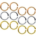 14G 5/16 Steel Mixed Gold Tone Seamless Cartilage Ring Set of 12