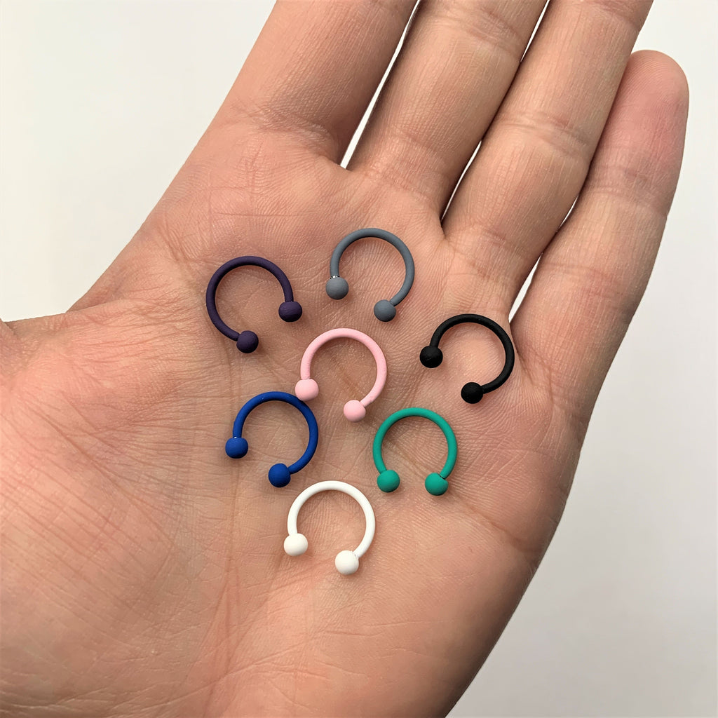 16G 3/8 Perfectly Pink Matte Horseshoe Circular Barbell
