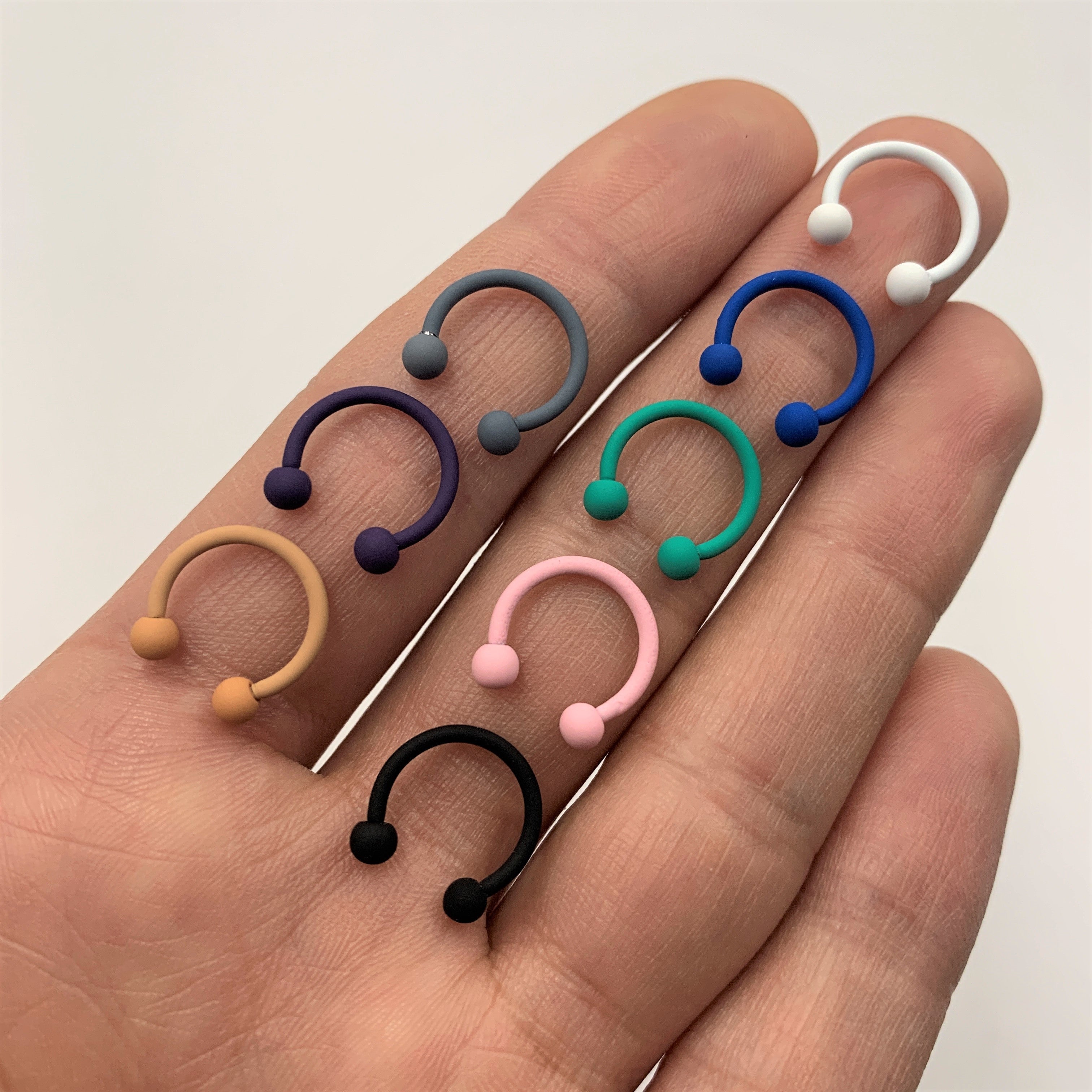 16G 3/8 Gracefully Grey Matte Horseshoe Circular Barbell