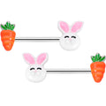 14G 9/16 Carrot Easter Bunny Barbell Nipple Ring Set