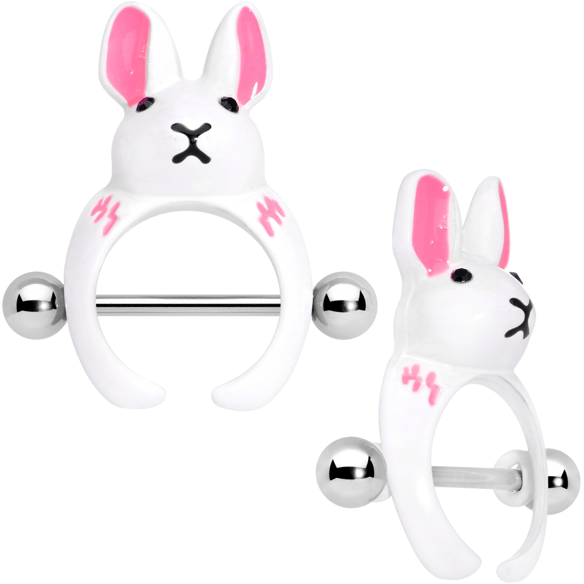 14G 9/16 White Rabbit Easter Nipple Shield Set