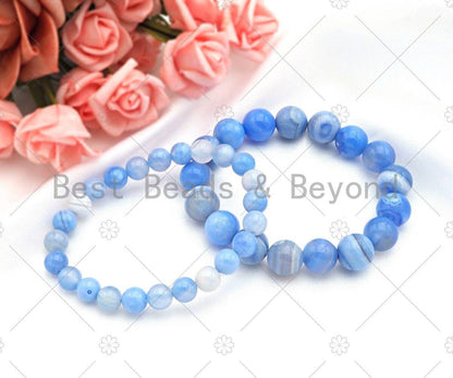 Natural Blue Banded Agate Stretchy Bracelet,SKU#EF12/EF29