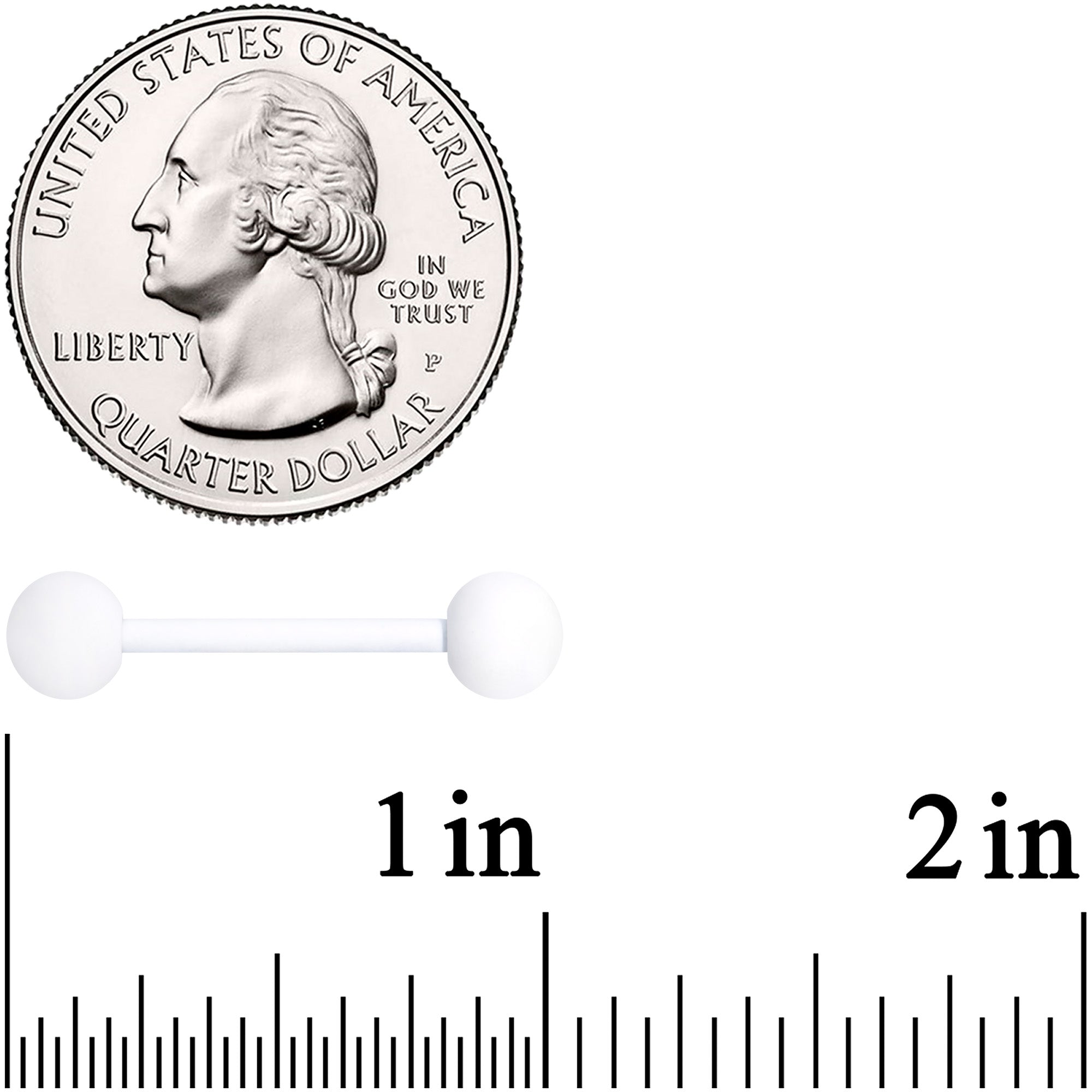 White Matte Barbell Tongue Ring