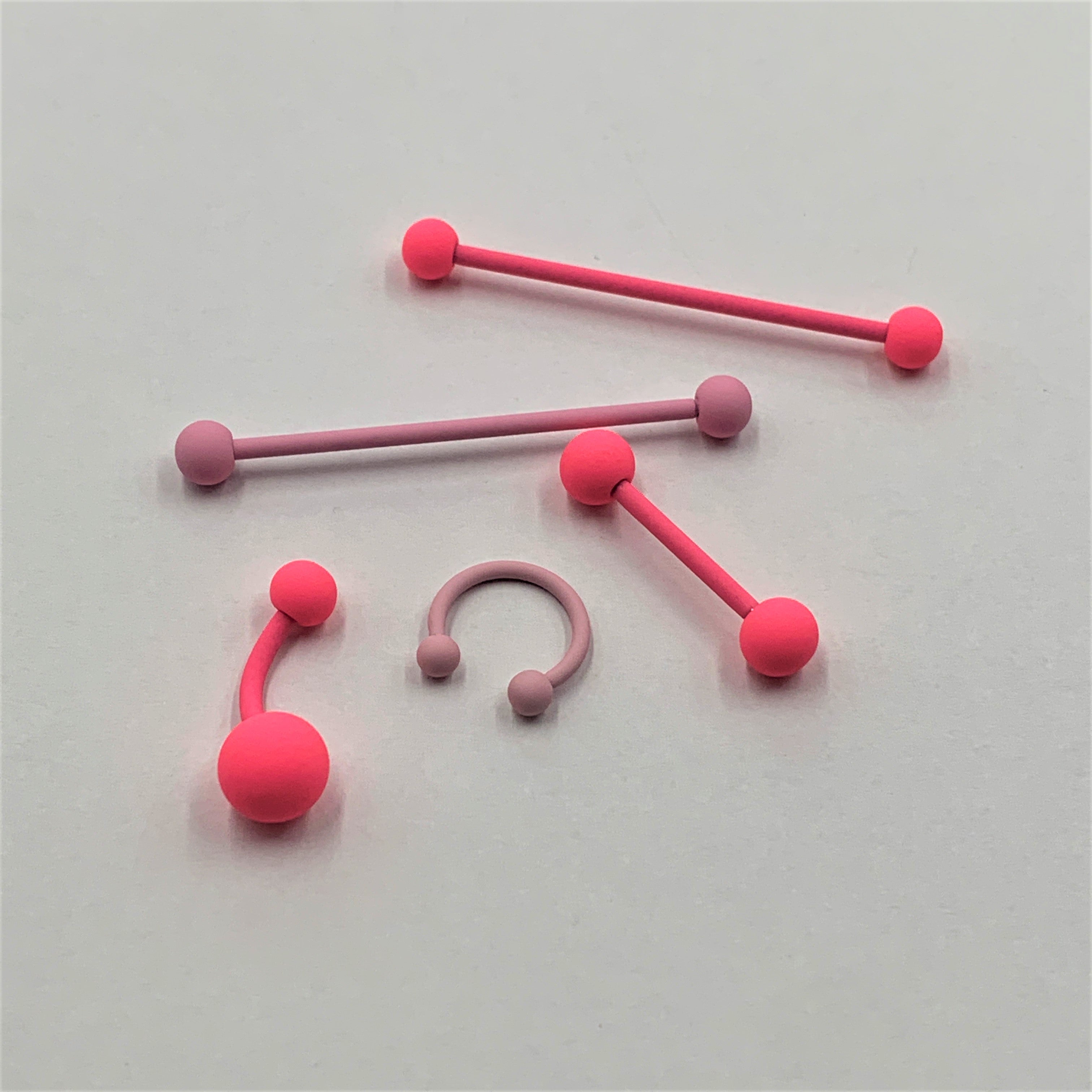 14G Petal Pink Matte Industrial Barbell 38mm