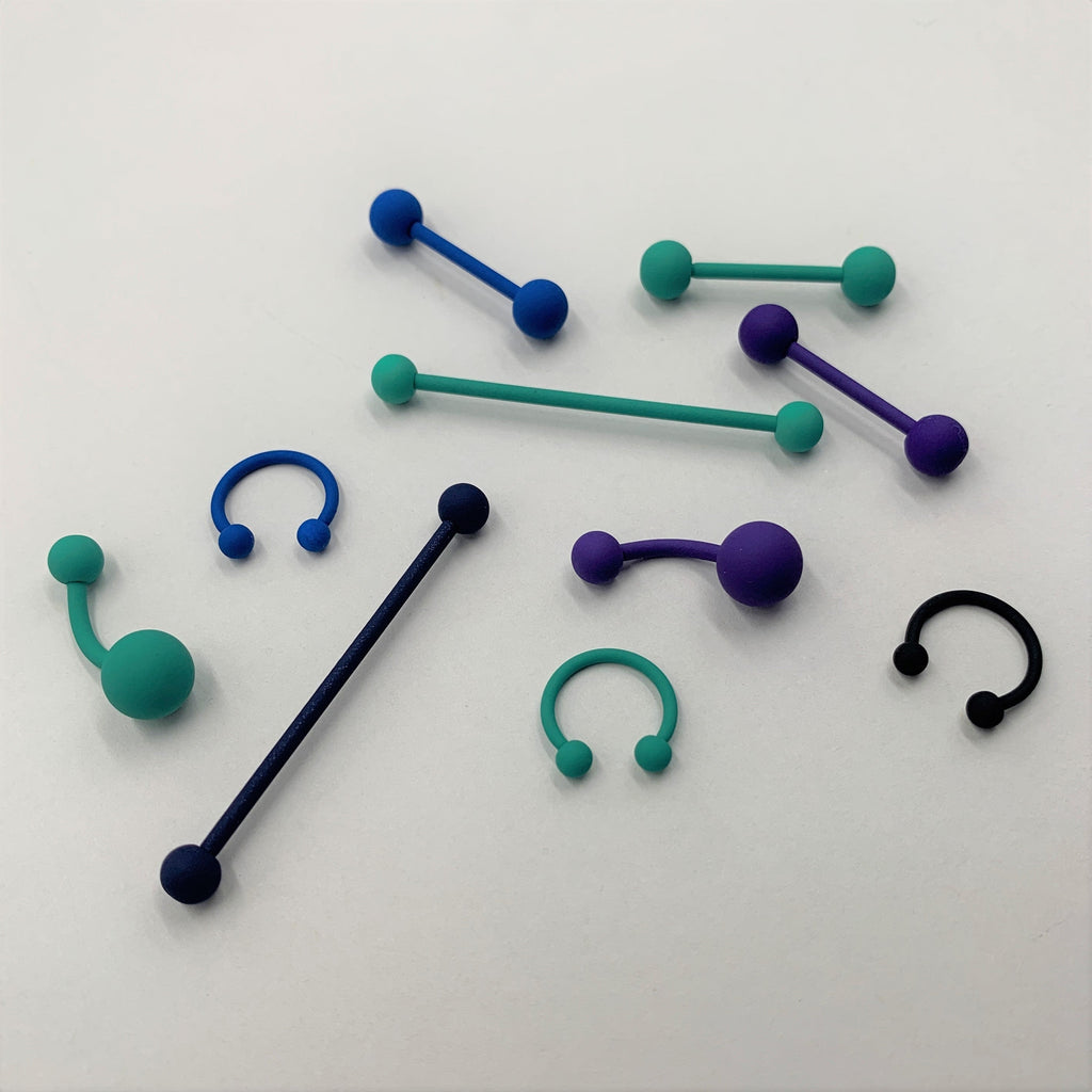 Beautiful Blue Matte Barbell Tongue Ring