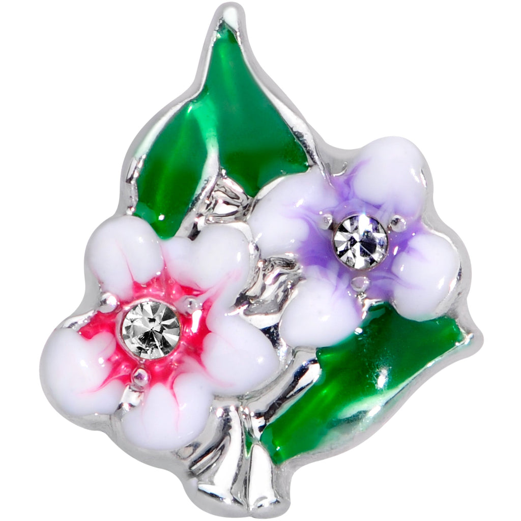 16G 1/4 Clear Gem Fanciful Flowers Cartilage Tragus Earring