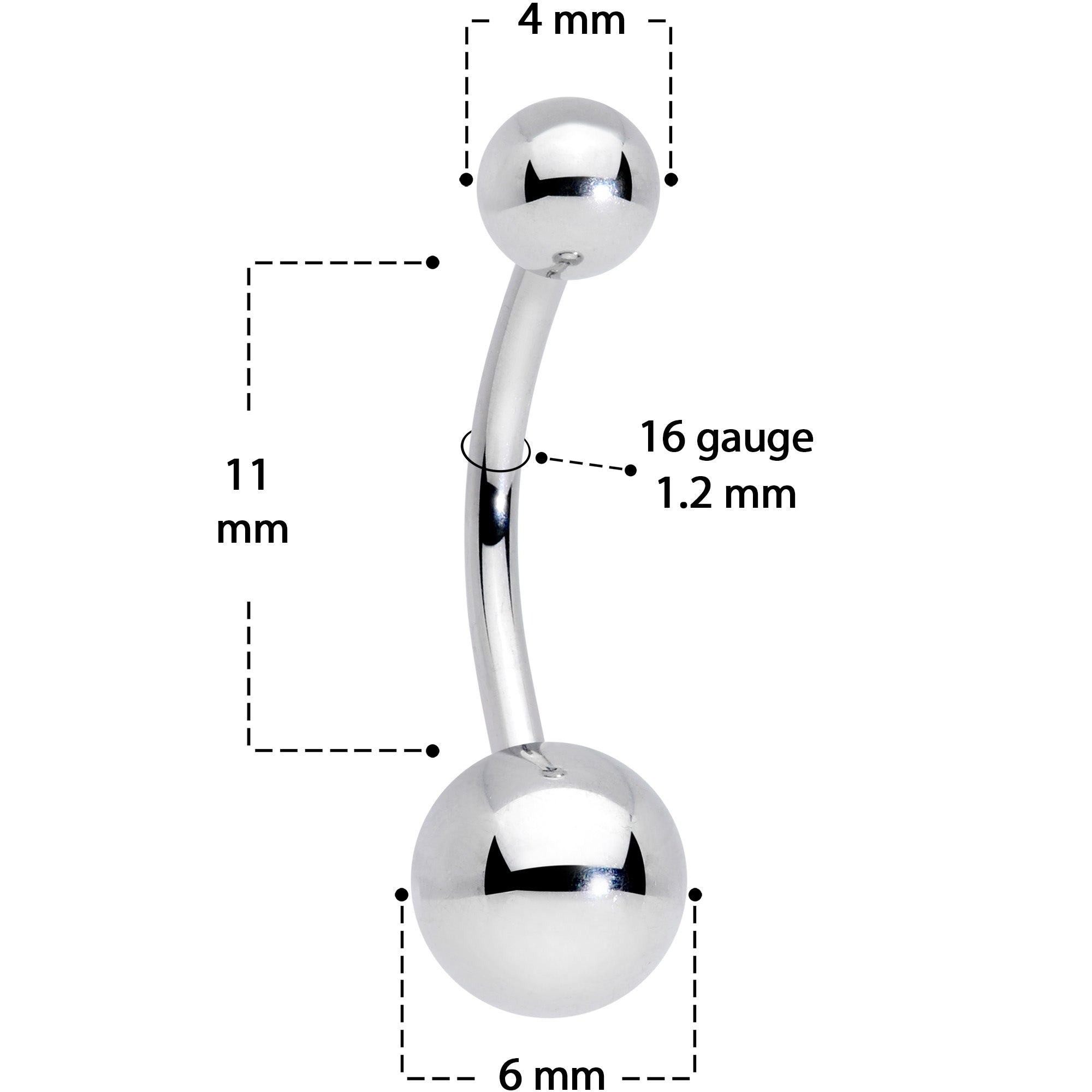 16G 3/8 Grade 23 Titanium Cartilage Curved Barbell