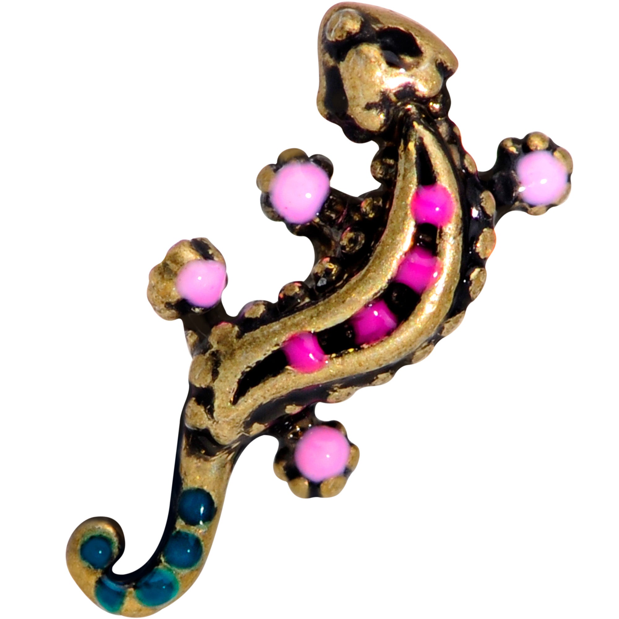 16G 1/4 Gold Tone Luxe Lizard Cartilage Tragus Earring