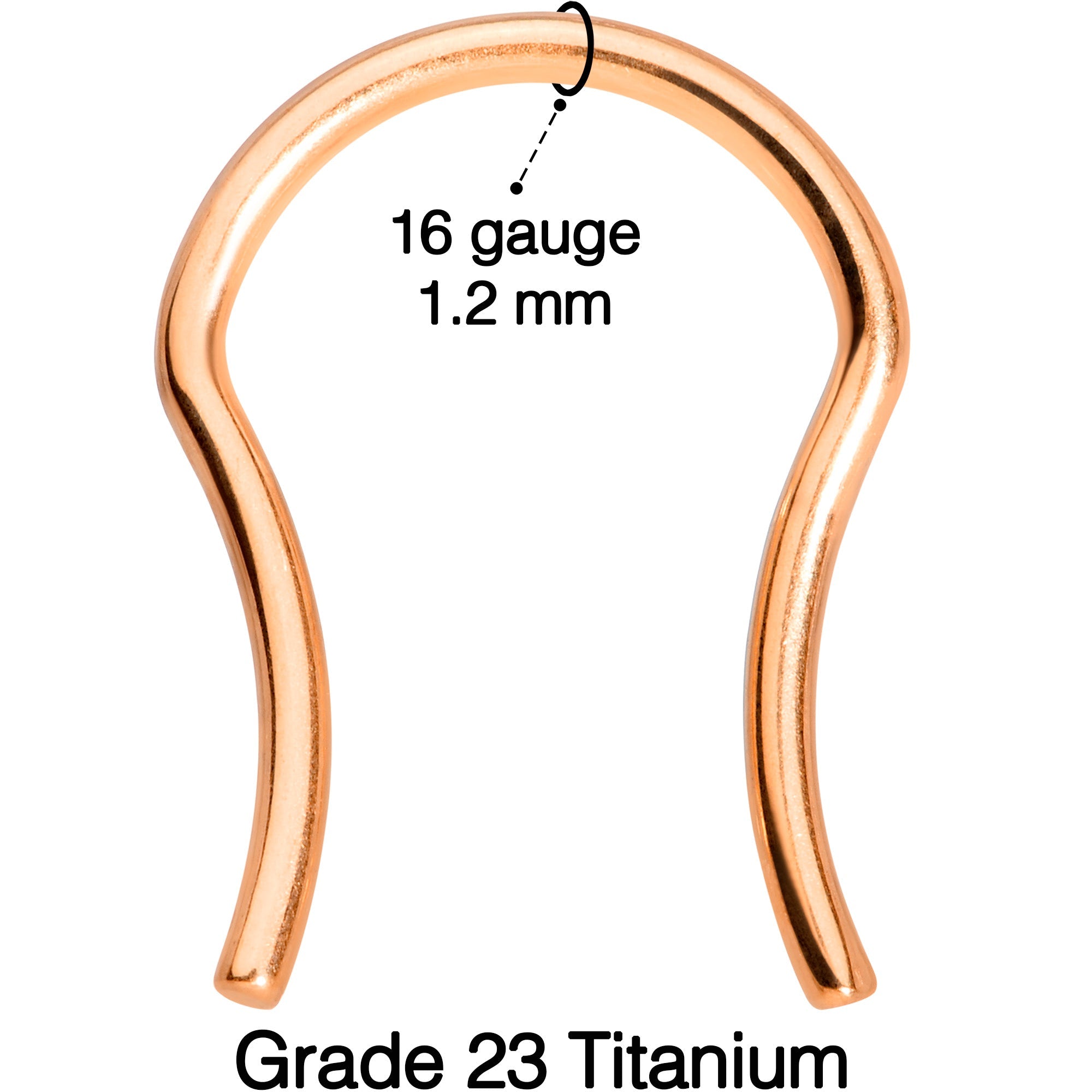 16G 5/8 Rose Gold Tone ASTM F-136 Implant Grade Titanium Septum Retainer