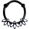 16G 3/8 Clear Gem Black White Leaves Cartilage Clicker