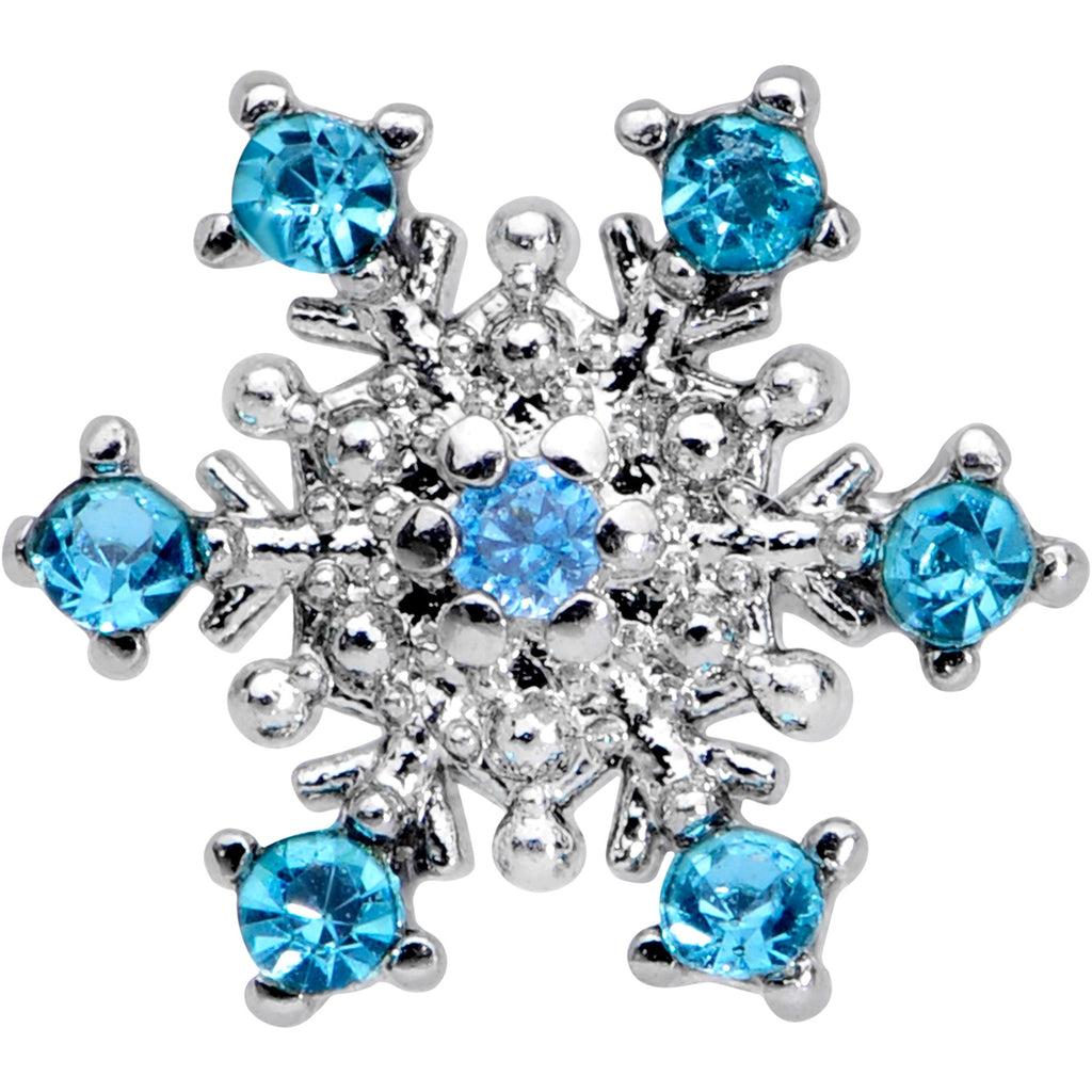 16G 1/4 Aqua Gem Snowflake Christmas Cartilage Tragus Earring