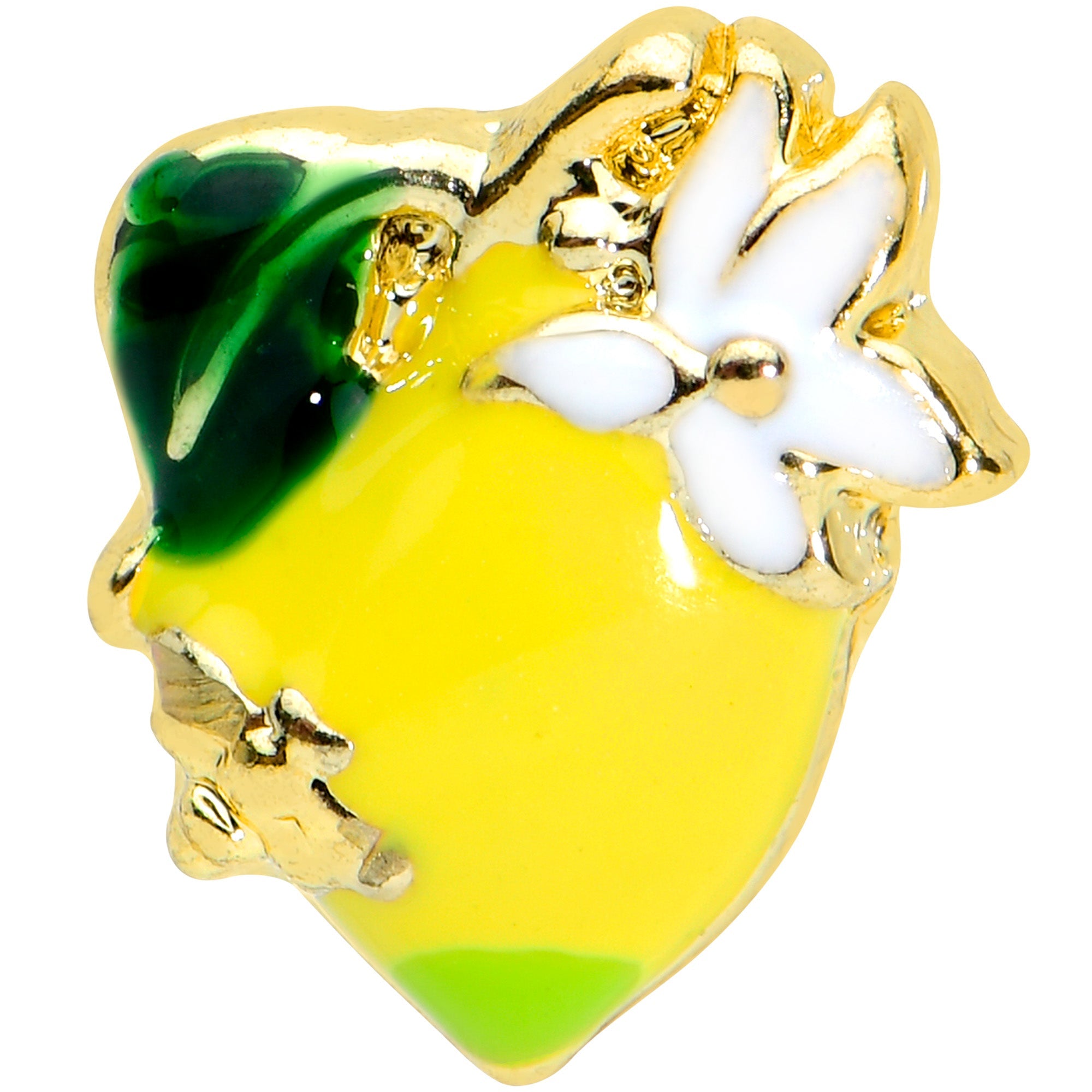 16G 1/4 Gold Tone Bee Flower Lemon Labret Monroe Tragus