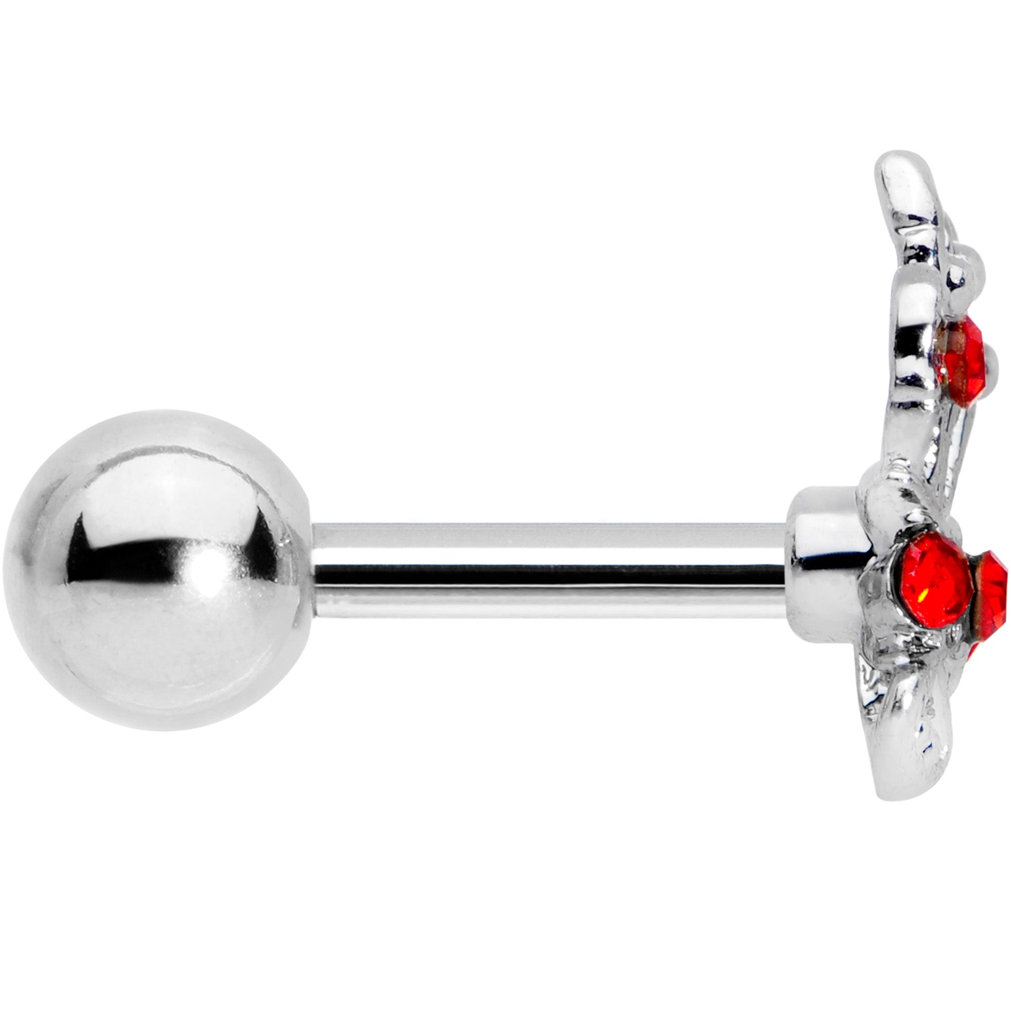 16G 1/4 Red Gem Skeleton Hand Halloween Cartilage Tragus Earring