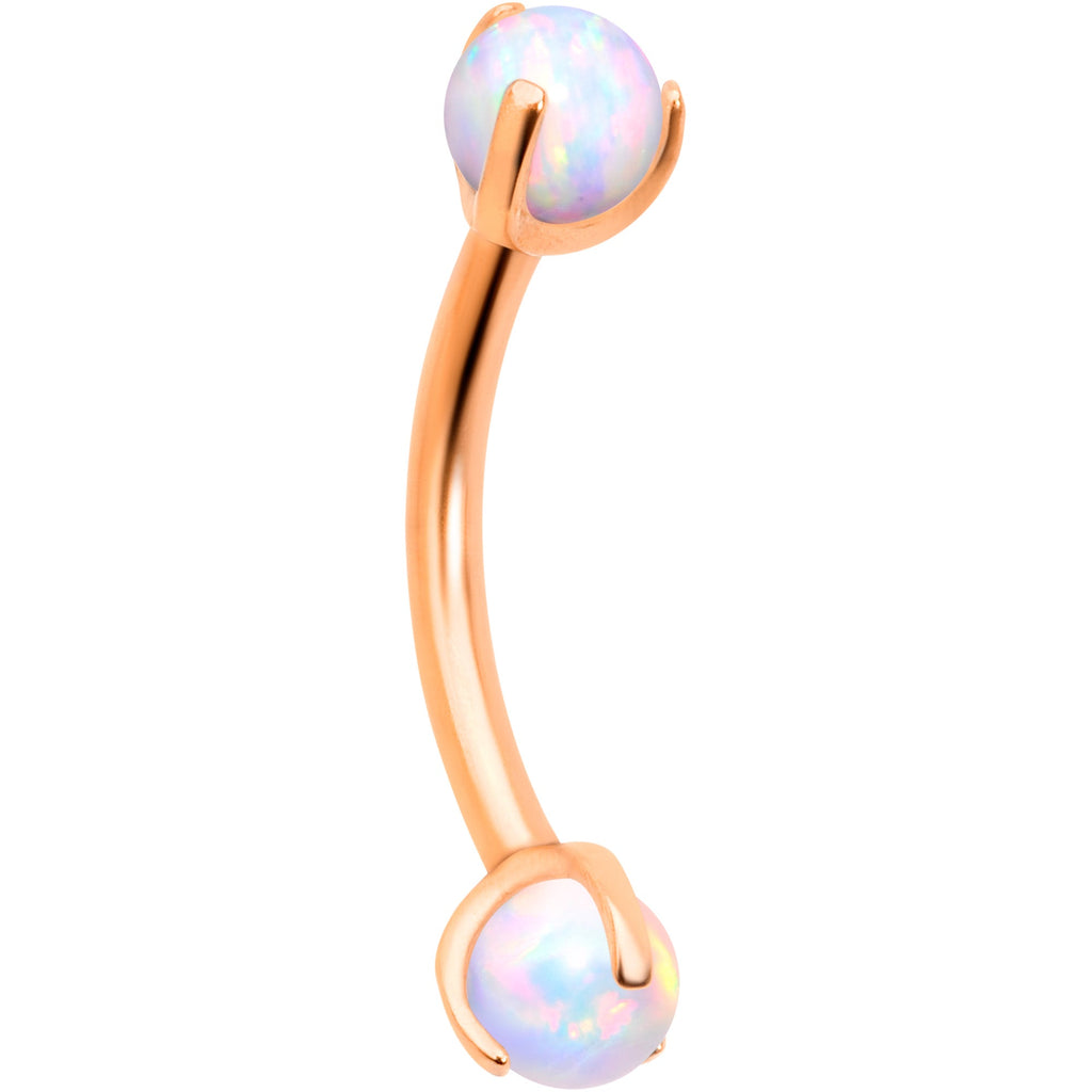 16G 5/16 Synth Opal Rose Gold Hue Internal Thread Eyebrow Ring