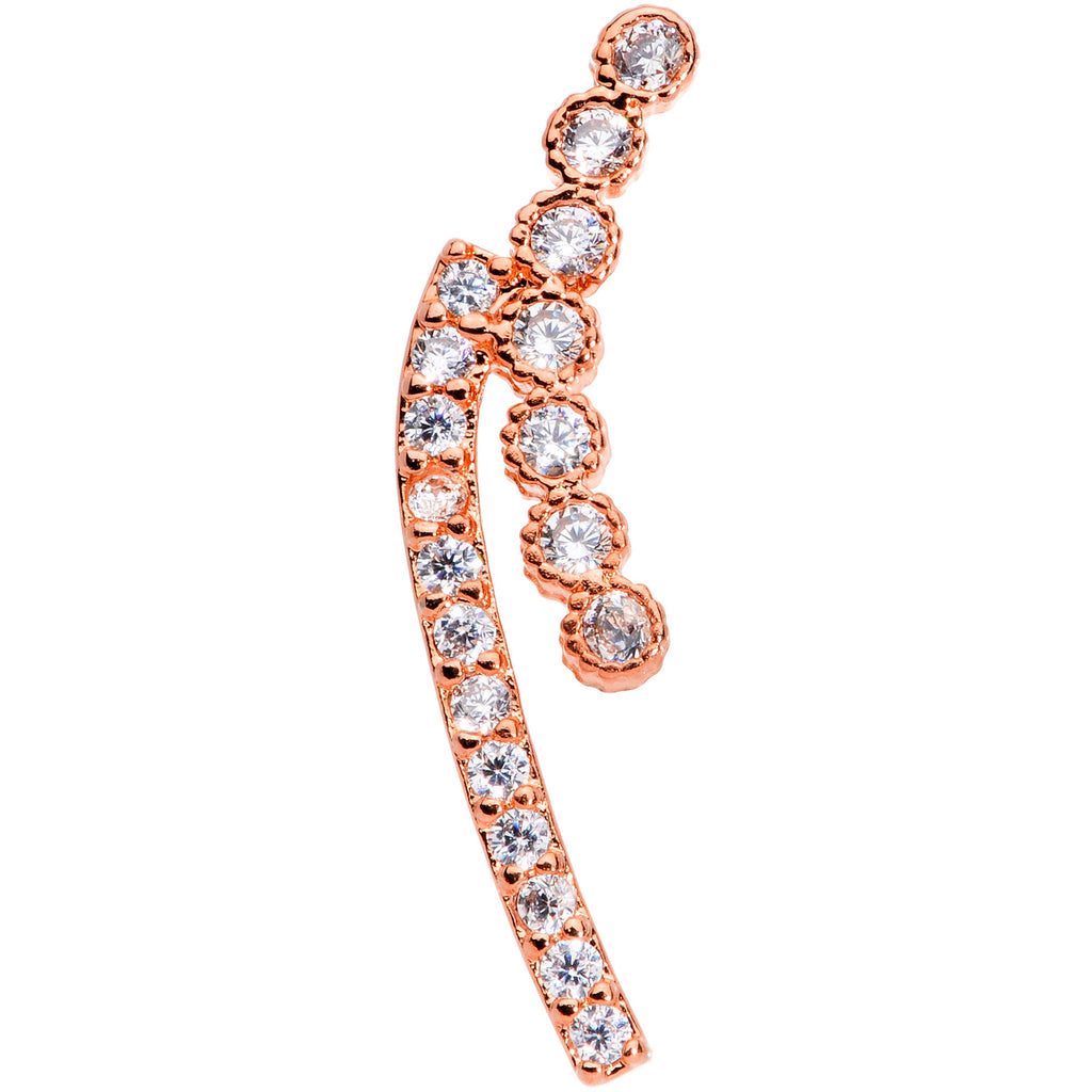 16G 5/16 Clear CZ Gem Rose Gold Tone Curve Internal Thread Labret