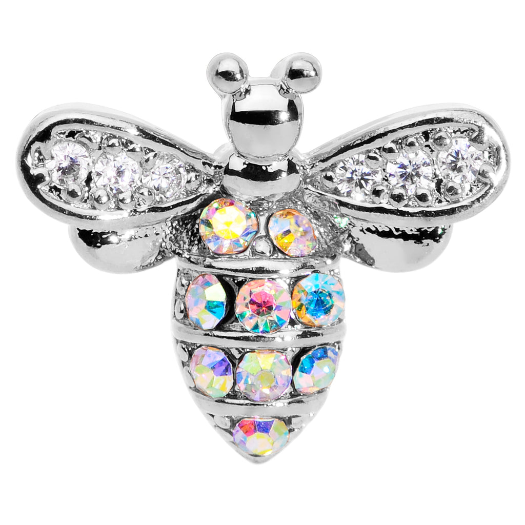 16G 1/4 Aurora CZ Gem Beauty Bee Internally Threaded Labret