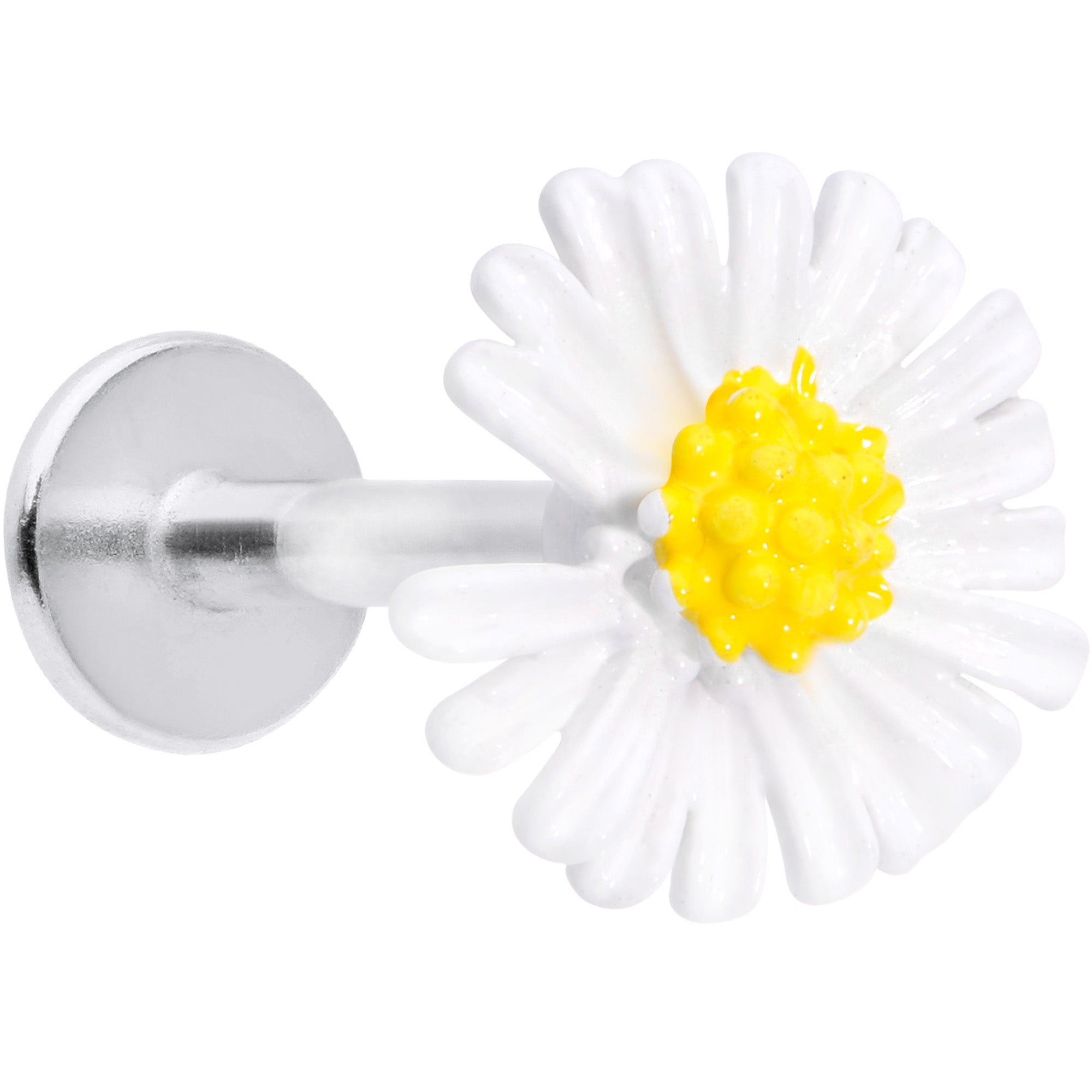 16G 5/16 White Daisy Flower Labret Monroe Tragus