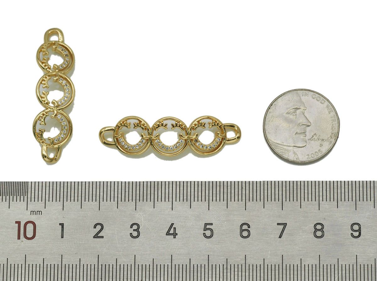 CZ Smiley Face Connector Link Charm, Sku#JL95