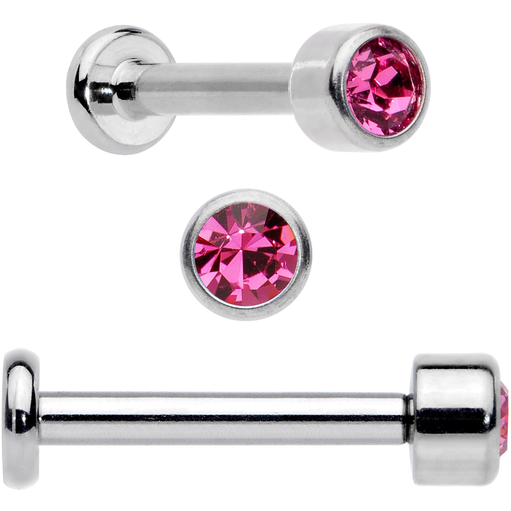 16G 5/16 Pink Gem Grade 23 Titanium Internally Threaded Labret