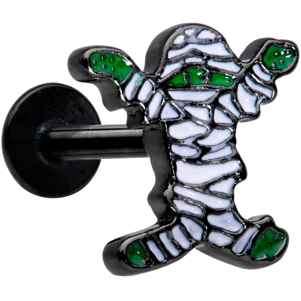 16G 5/16 Black Green Mummy Halloween Labret Monroe Tragus