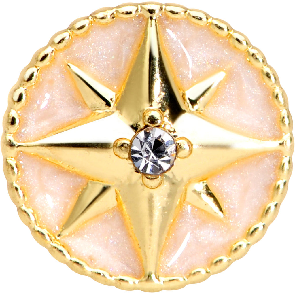 16G 1/4 Clear Gem Gold Tone Sailors Compass Cartilage Tragus