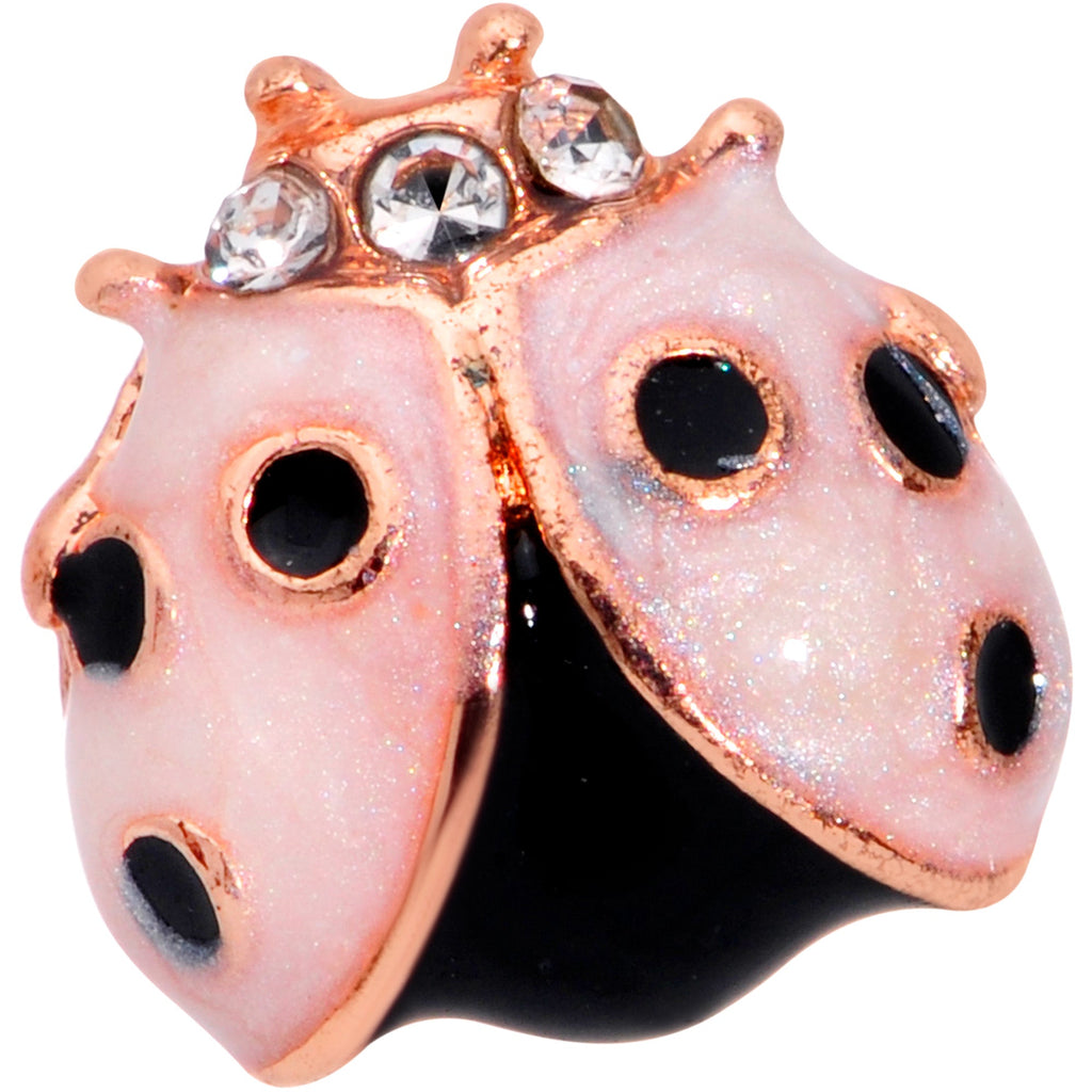 16G 1/4 Clear Gem Rose Gold Tone Lil Ladybug Cartilage Tragus