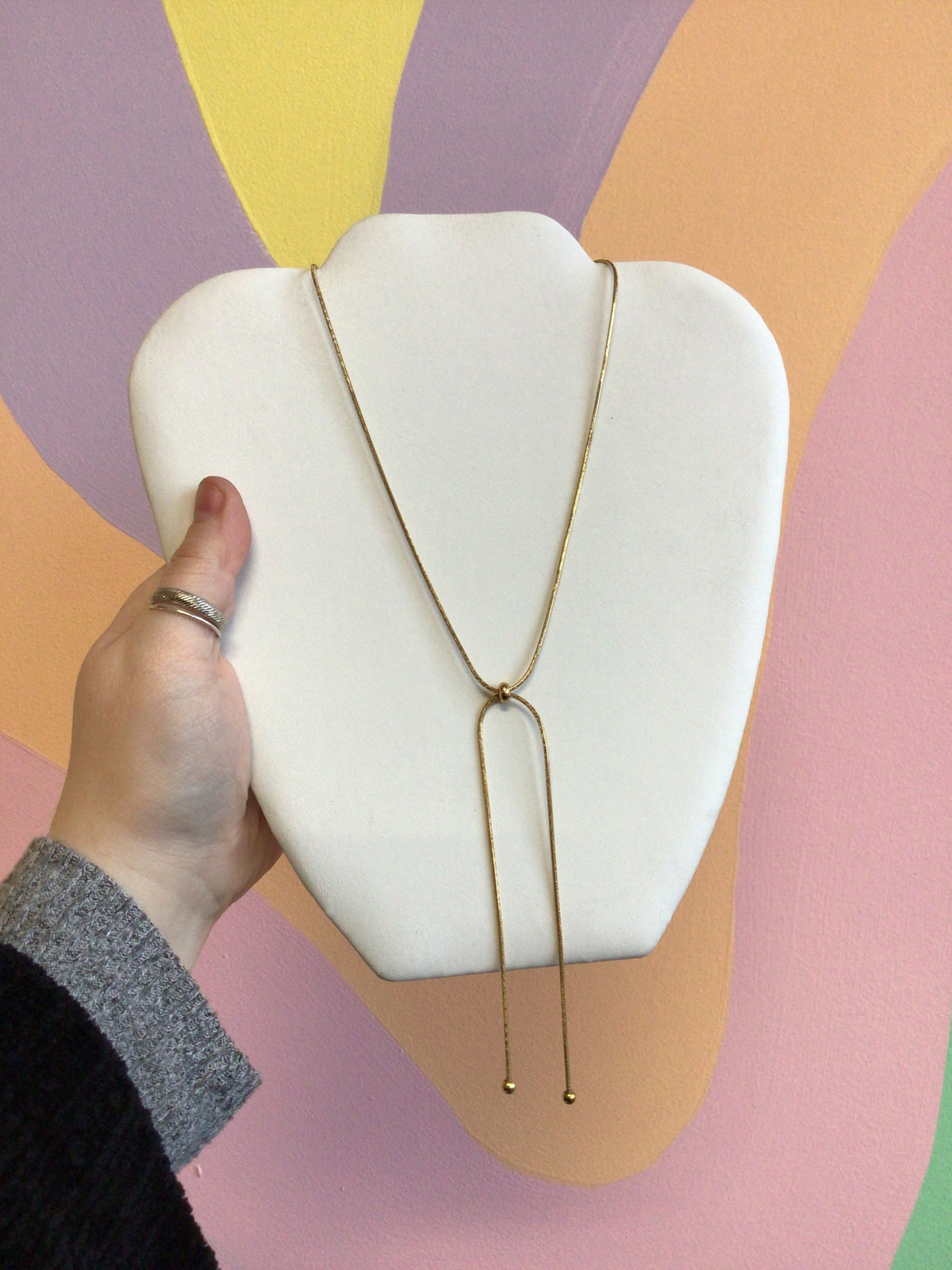 Elegant Adjustable Titanium Lariat Necklace