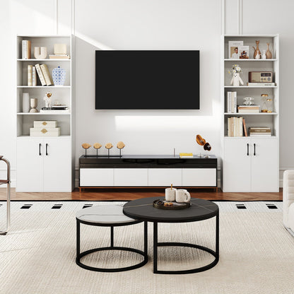 70 Inch Bookcase 6-Tier with Adjustable Shelves and 2-Door Cabinet