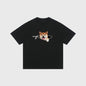 Plus-size Cotton Zip-up Dog-print Casual Summer Couple T-shirts