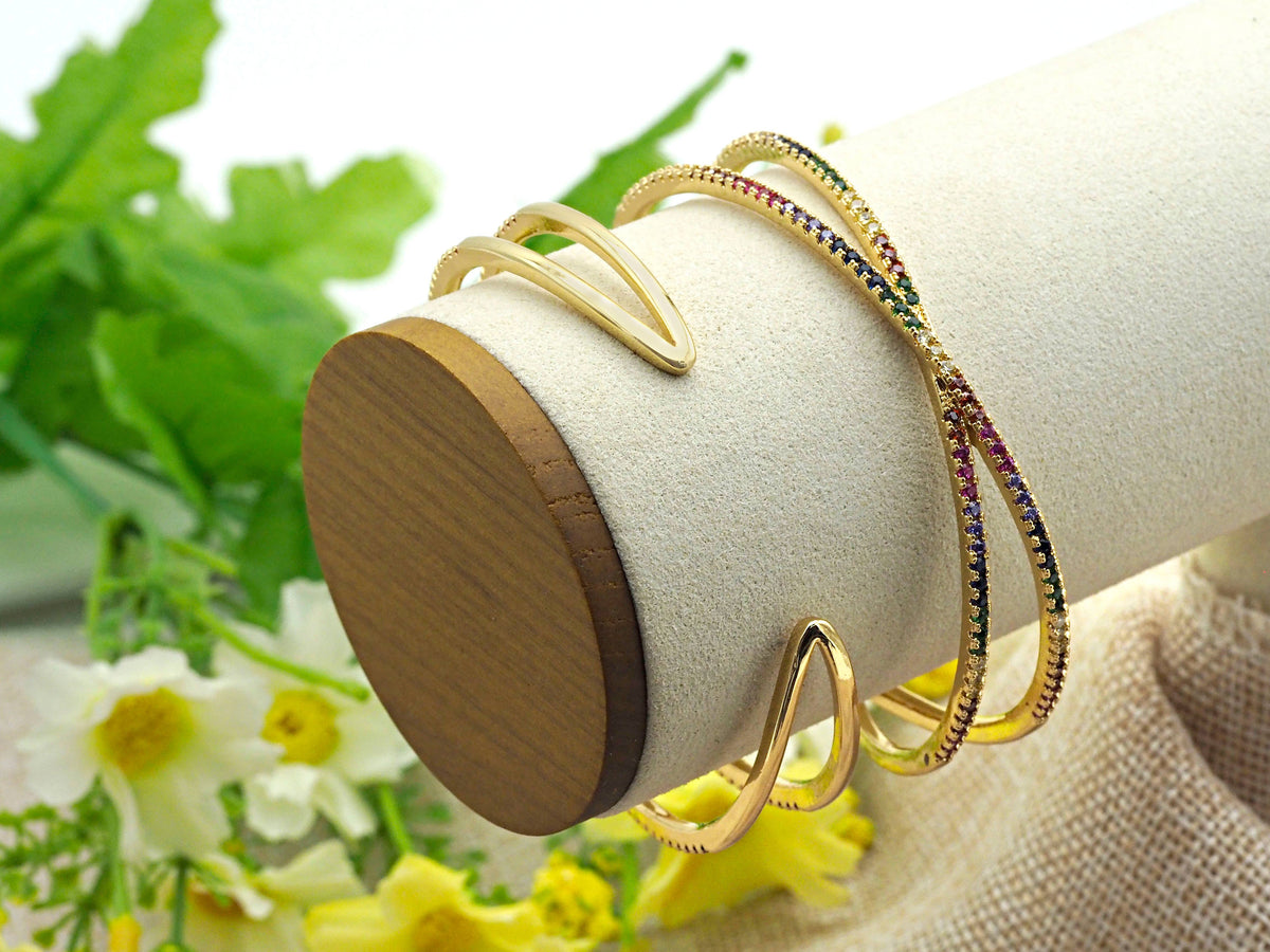 CZ Crisscross Cuff Bracelet, Sku#X24
