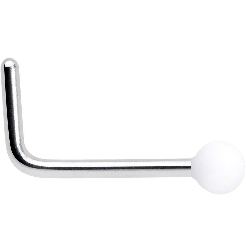 20G 7mm White Matte 2mm L Shaped Nose Ring