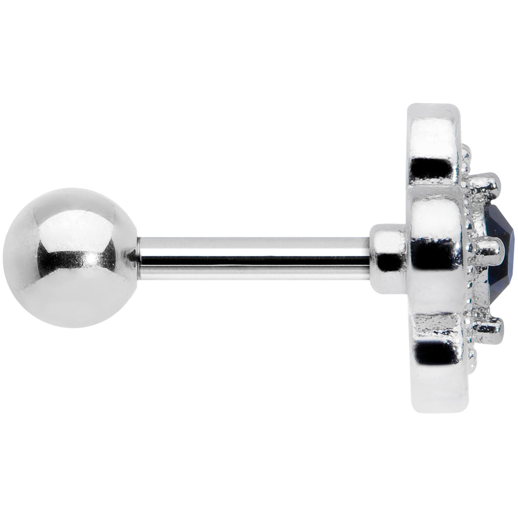 16G 1/4 Blue Gem Stylized Deco Cross Cartilage Tragus Earring