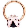 16G 3/8 Clear Gem Rose Gold Tone Lil Ladybug Hinged Segment Ring