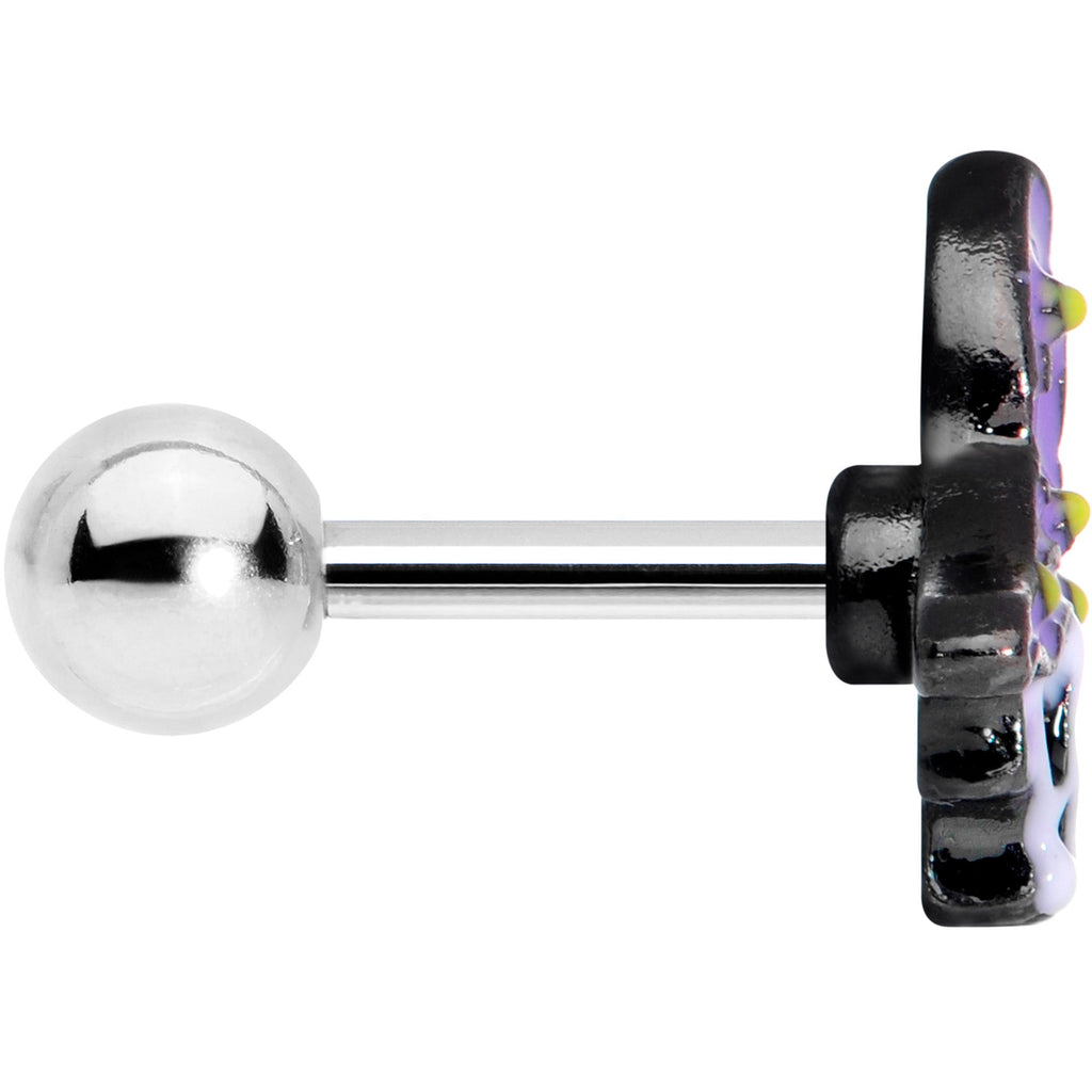 16G 1/4 Skull Purple Witch Hat Halloween Cartilage Tragus Earring