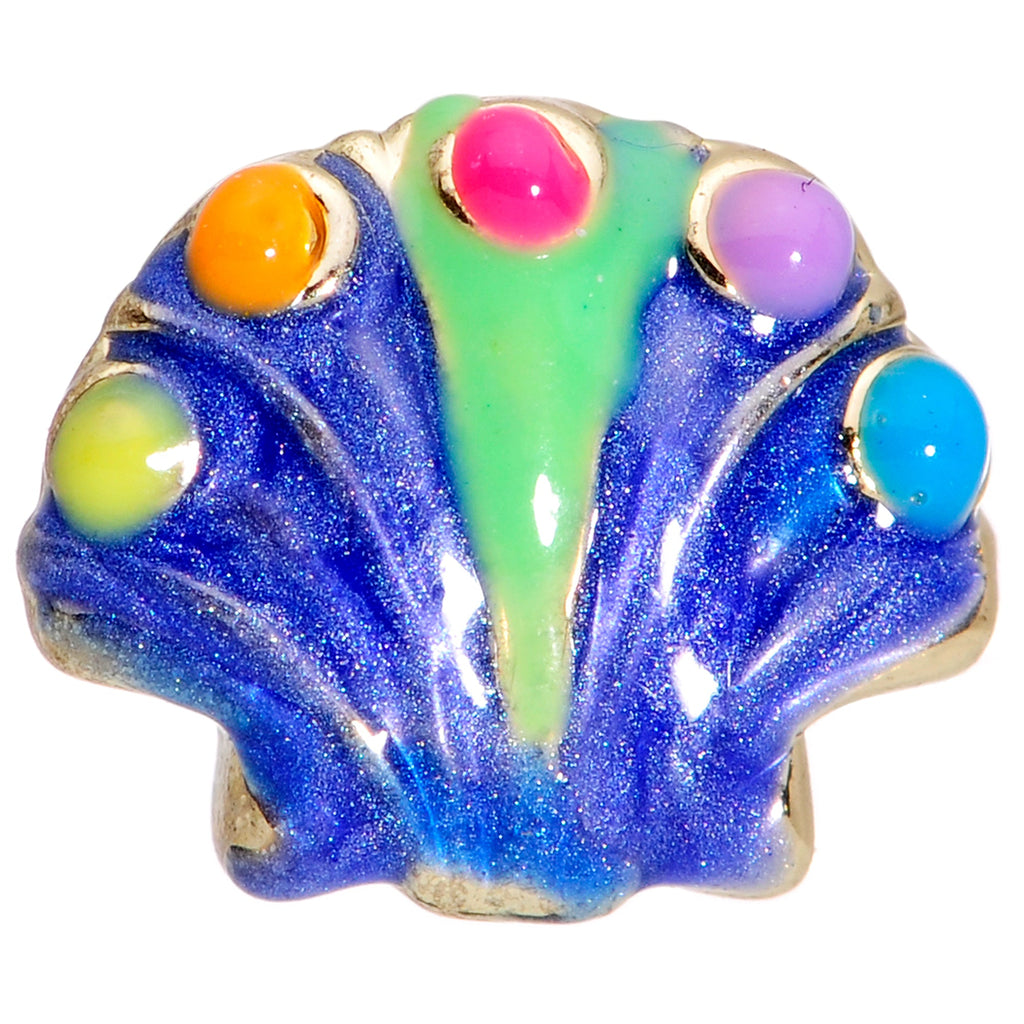 16G 5/16 Gold Tone Blue Shell Labret Monroe Tragus