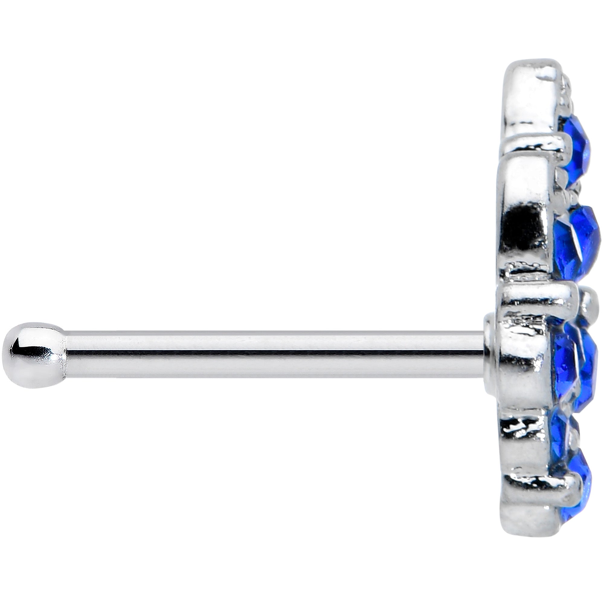 20G 1/4 Blue CZ Gem Fountain Nose Bone