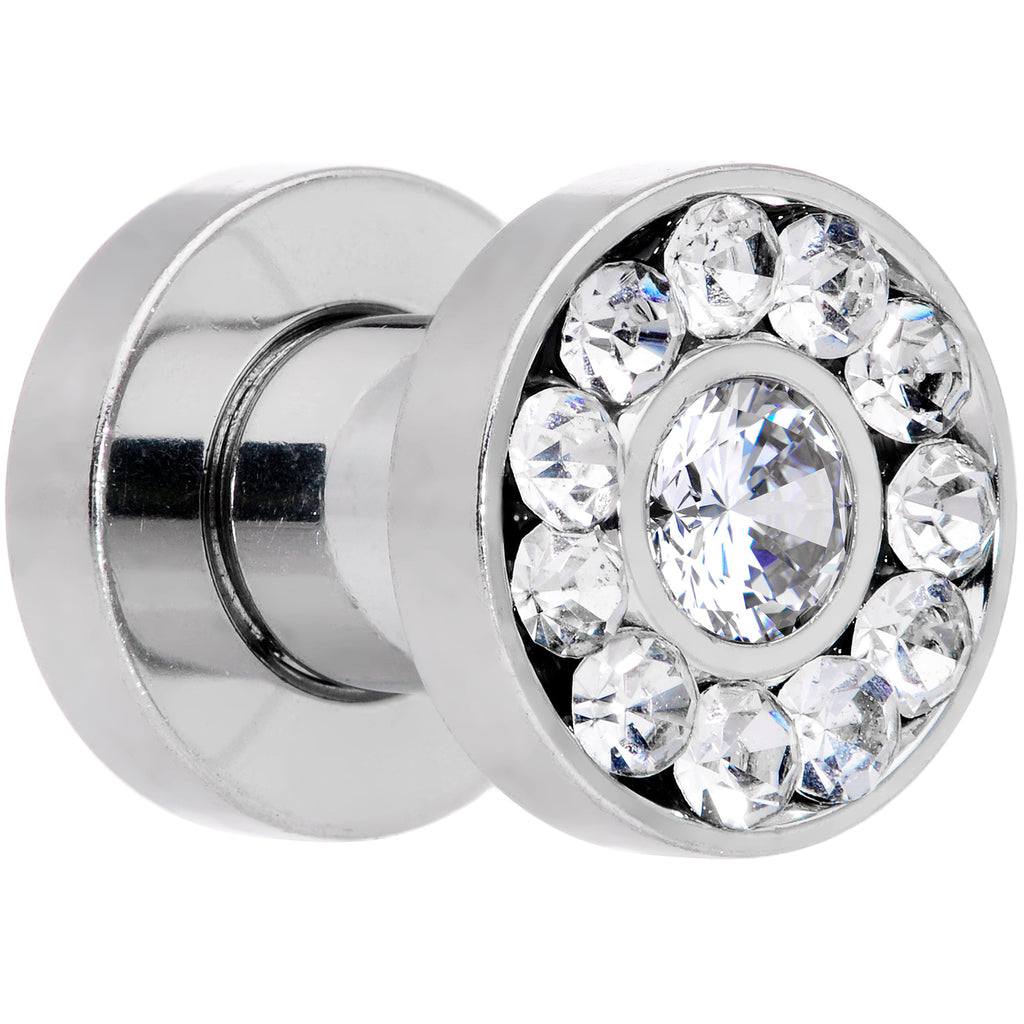 4G Clear Gem Concentric Circles Screw Fit Plug Set